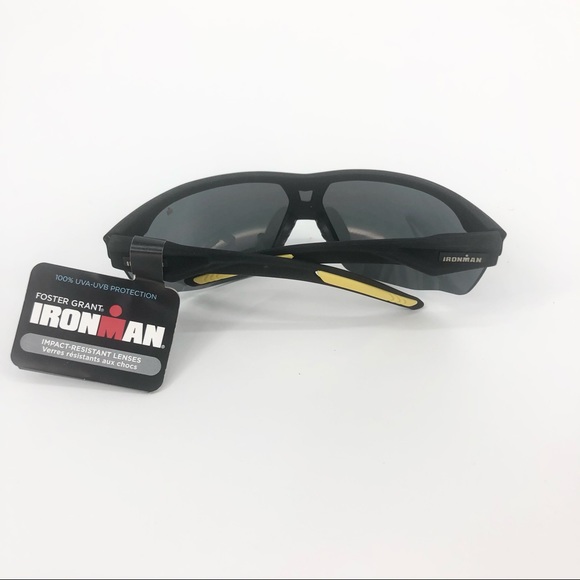 Foster Grant Iron Man Black & Yellow Accent Rubberized Curved Sporty Sunglasses - Picture 3 of 4
